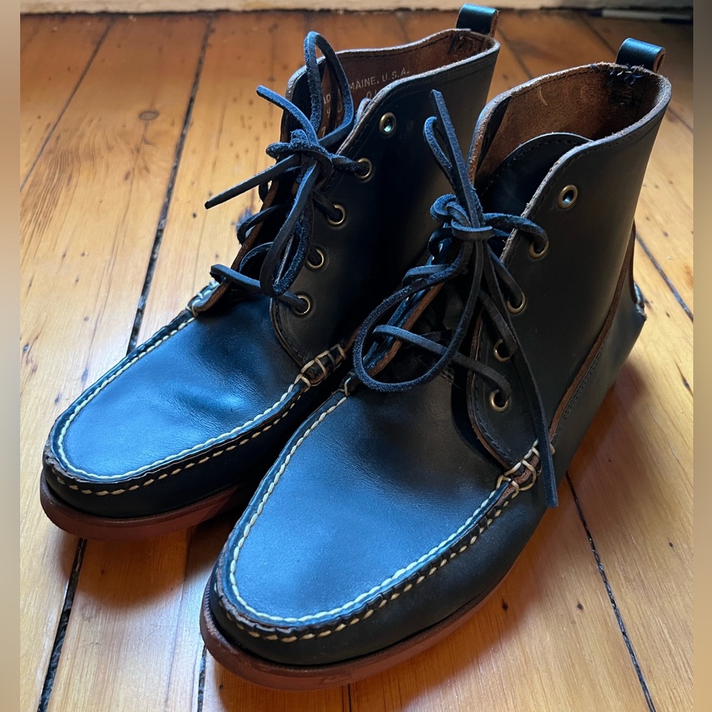 Eastland Navy blue moccasin boot, gently used. US 9.5